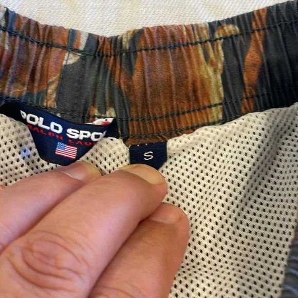 714 VINTAGE Ralph Lauren Polo classic Sport Blue Nylon Drawstring Shorts Size M - Picture 7 of 13